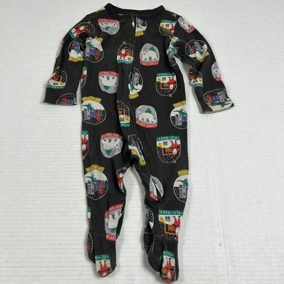 Old Navy Unisex Infant 6-9 Months One Piece Footed Pajamas Snow Globe Christmas - Picture 2 of 10